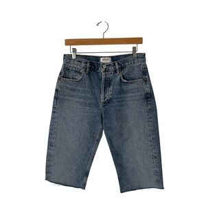 AGOLDE Carrie Denim Shorts‎ Sz 27 Blue Jean High Rise Cut Off Hem